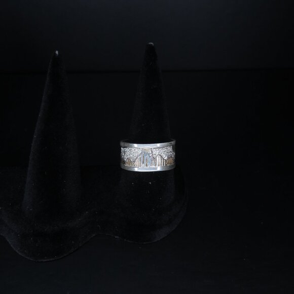 Sterling Silver Two Toned Ring Band - Picture 2 of 10